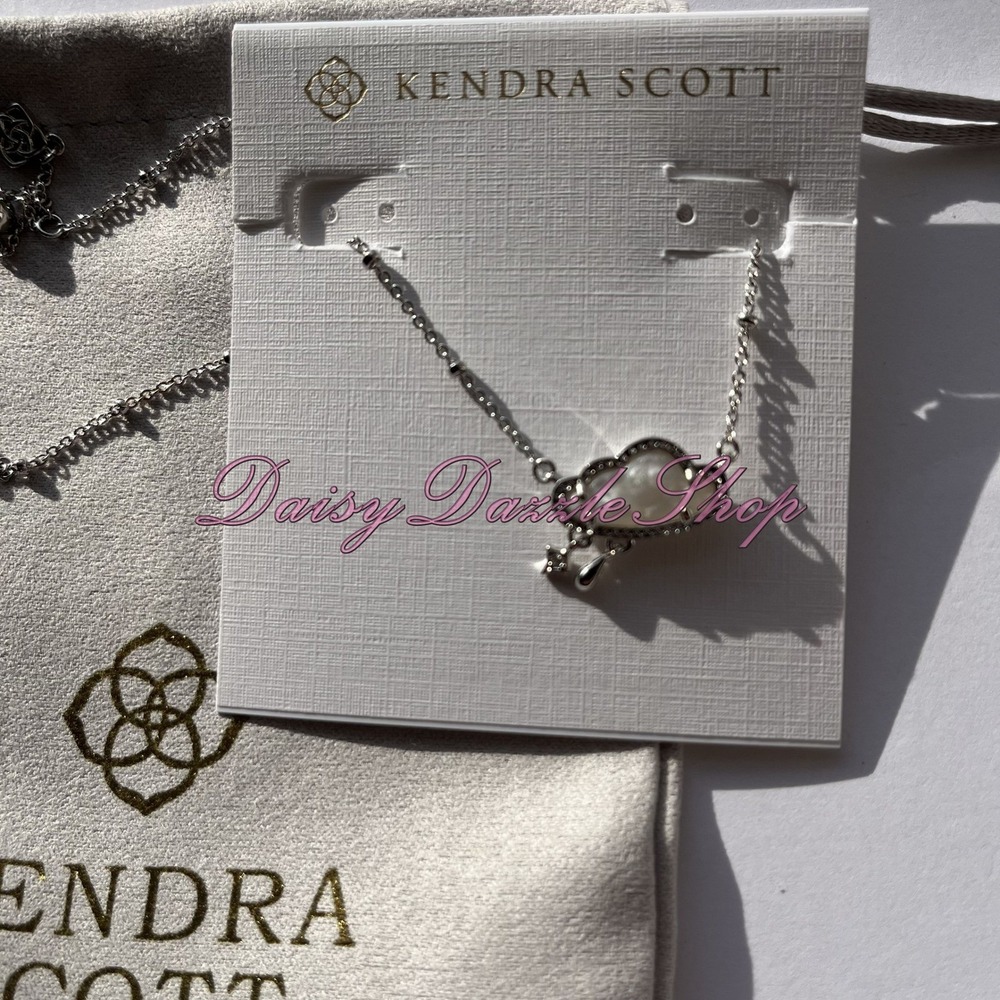 ✨New Kendra Scott Celeste Cloud Silver Short Pendant Necklace 🌧️ - Picture 1 of 5